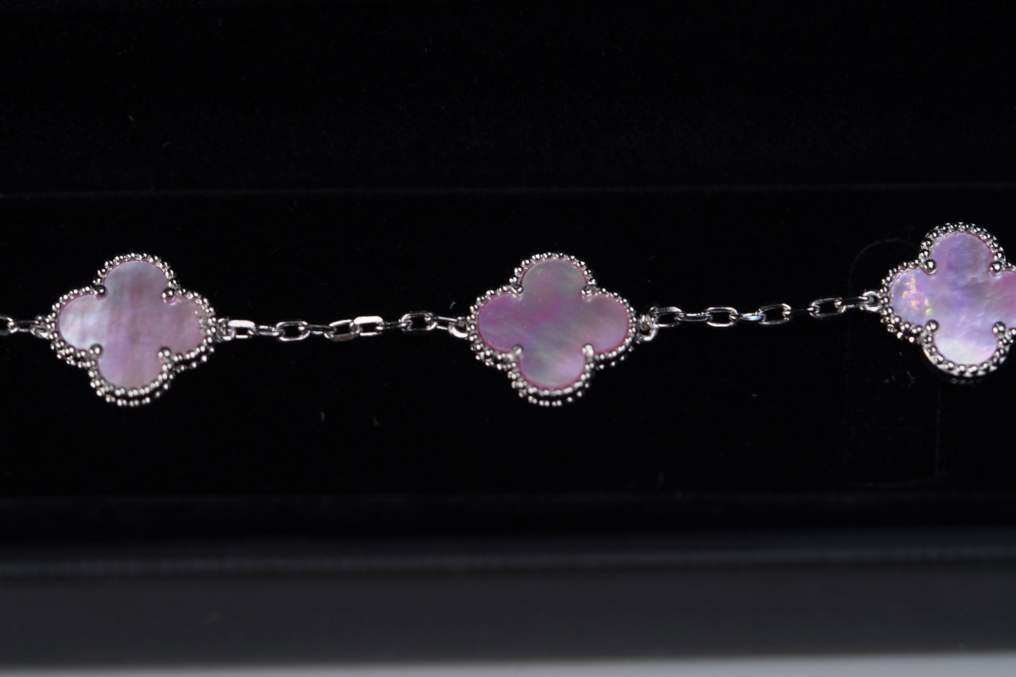 Silver Pink Clover Bracelet 8.5g