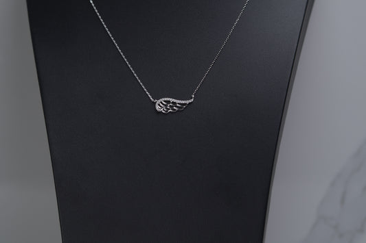 Silver Diamond Angel Wing Necklace 2.5g