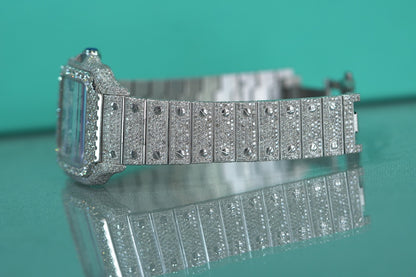 Cartier Santos Large Stainless Steel Bustdown 40mm Diamonds Bracelet Watch Only WSSA0018