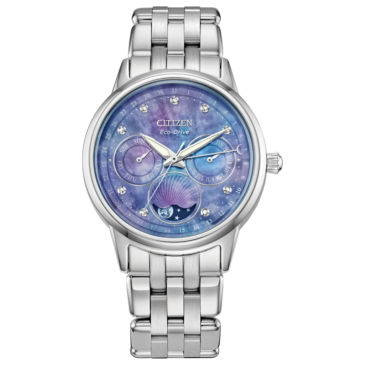 Citizen Ladies Calendrier Chronograph Diamond Eco-Drive Watch NEW Citizen Calendrier 32 Diamonds Gold-Tone Steel Eco-Drive  main image 3