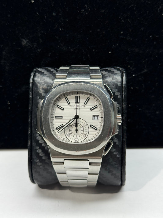 Patek Phillipe Nautilus Stainless Steel 40.5mm White Bracelet Box & Papers 5980