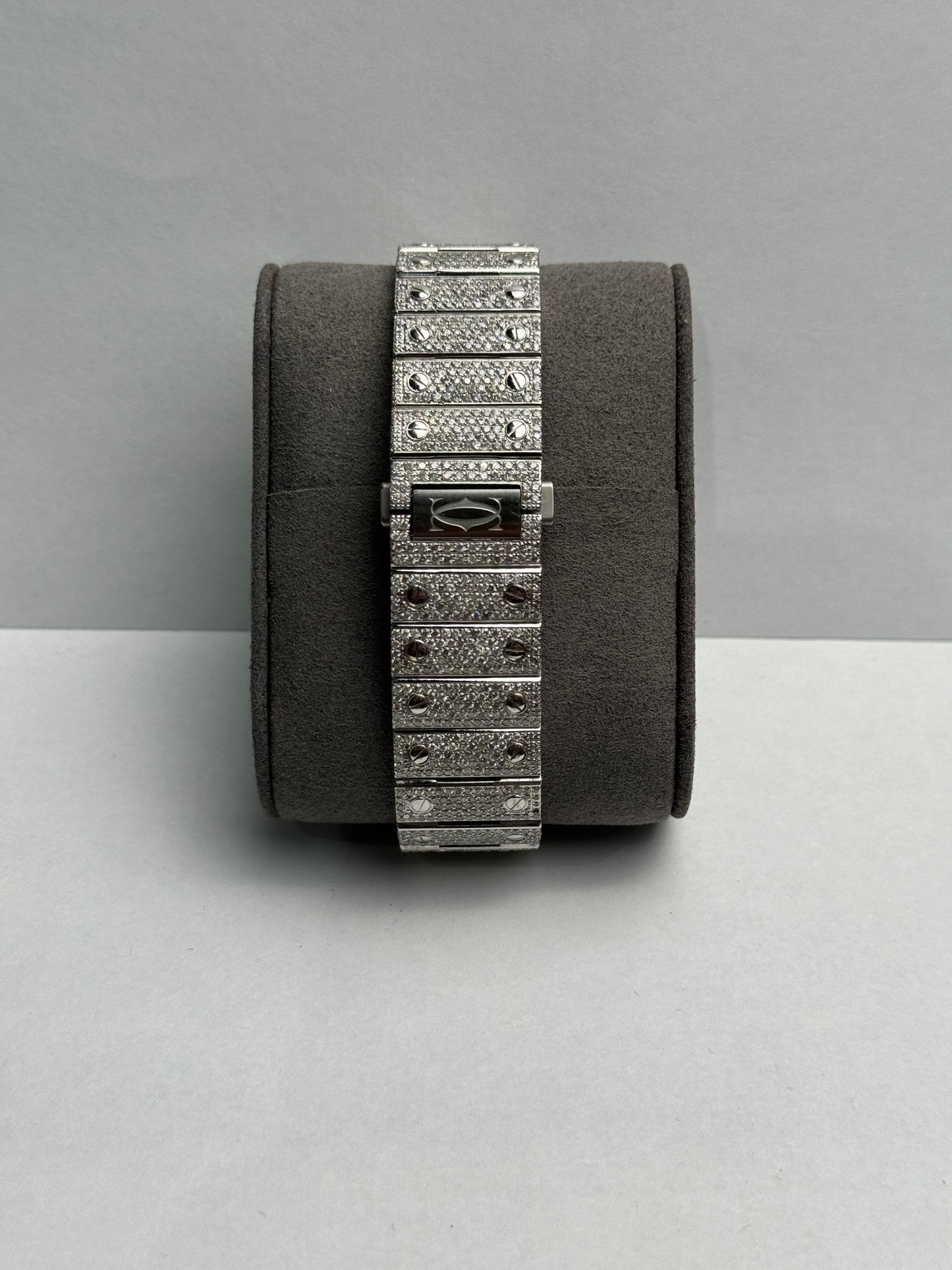 Cartier Santos Large Stainless Steel Bustdown 40mm Diamonds Bracelet Watch Only WSSA0018