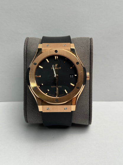 Hublot Classic Fusion Rose Gold 45mm Black Rubber Watch Only 511OX7081LR