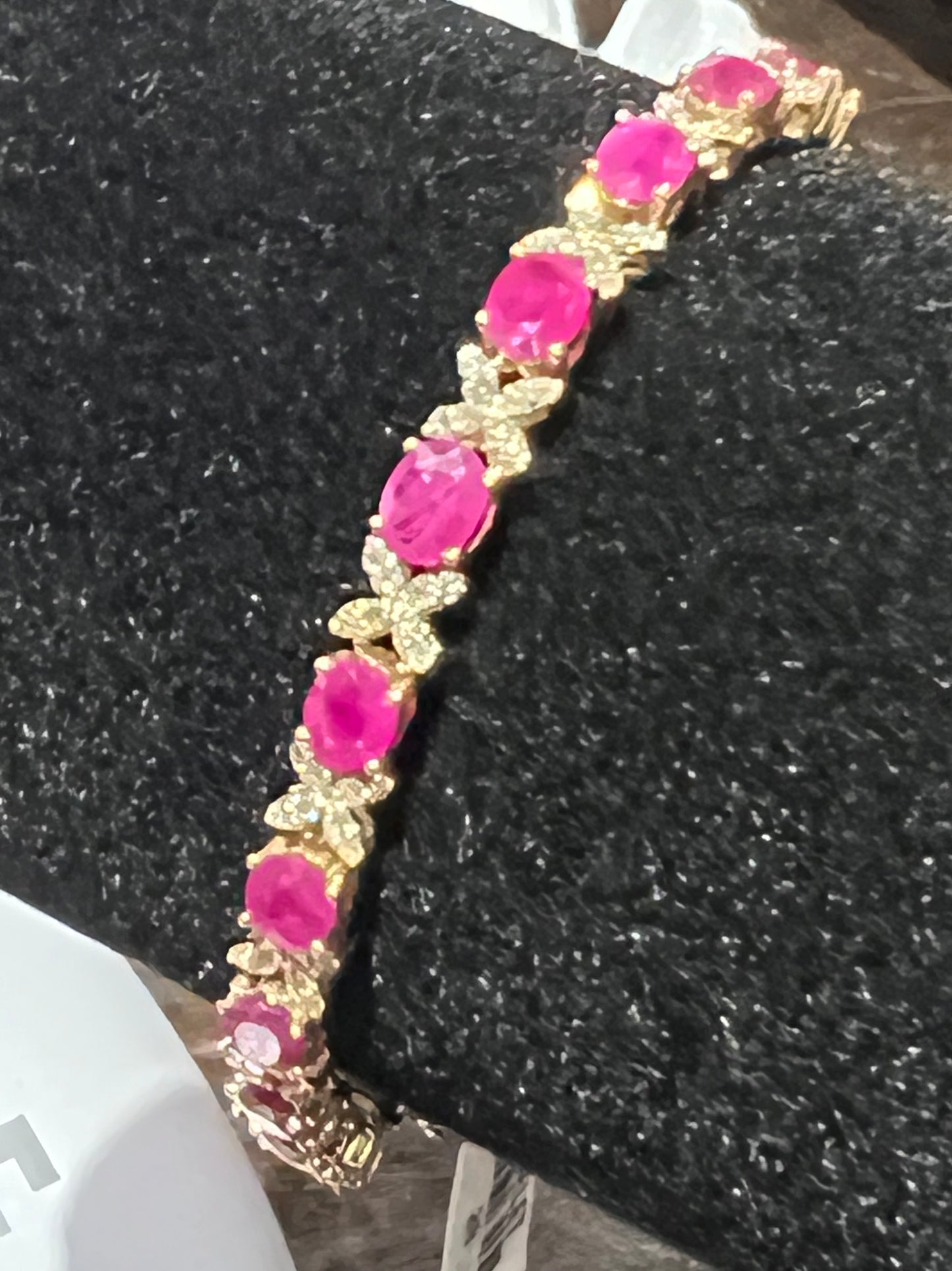 14KT 1.30CT DIAMOND RUBY BRACELET YG