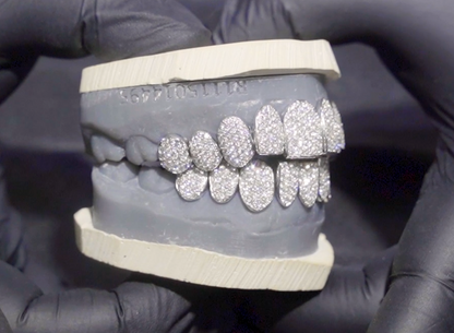 White Gold Diamond Honeycomb Grillz