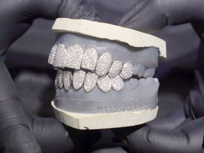 White Gold Diamond Honeycomb Grillz